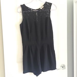 Black Lace Collared Romper
